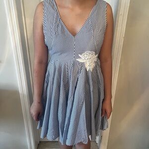 Striped Blue and White Mini Dress  — Sandro